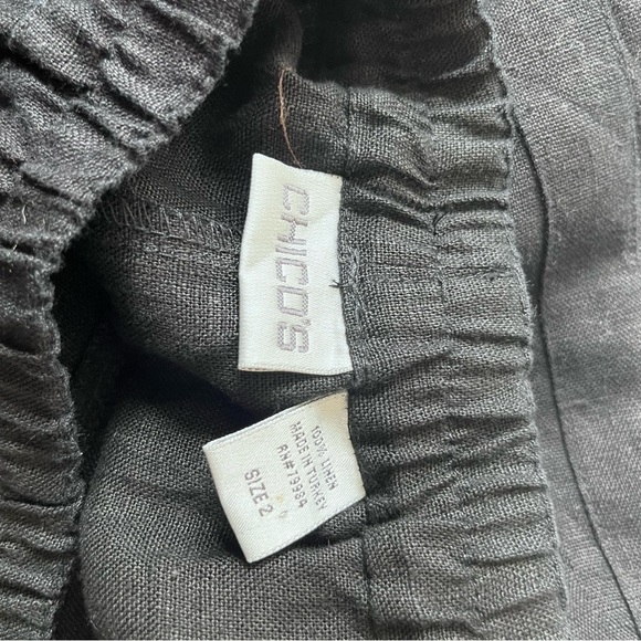 Chico’s black linen Cropped Pull on Ruched Hem Pants - Picture 6 of 8